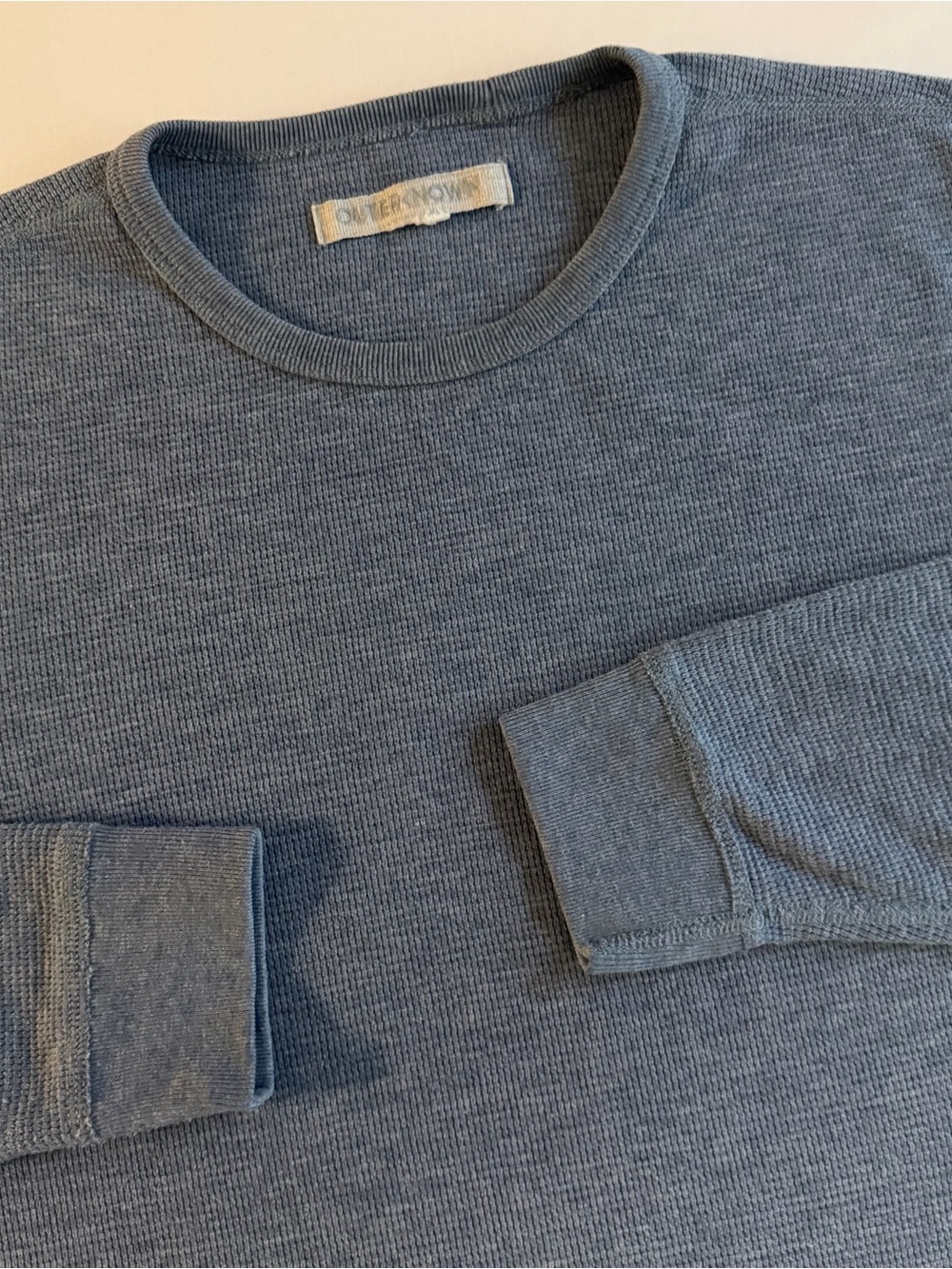 Outerknown Waffle Knit Thermal Men L SLIM Lightweight Cali Surf Beach Shirt